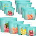 Reusable Storage Bag, 8 Pack 100% Silicone Food Storage Bags Stand Up Zip Lock Bags for Food Container, Freezer Microwave Oven Dishwasher Safe, 2 X-Large(0.8 Gallon) 2 Medium 2 Small 2 X-Small, Aqua