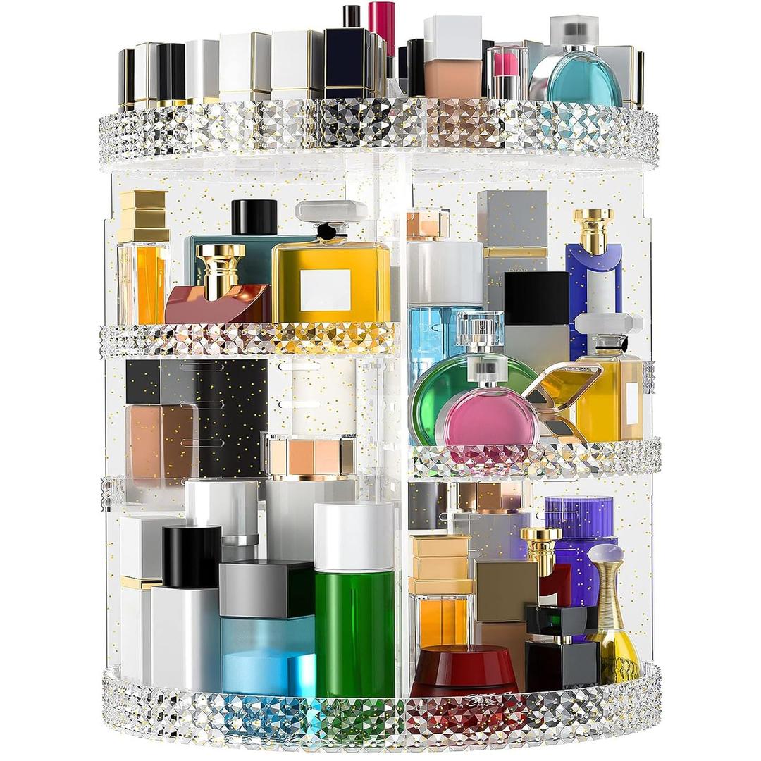 Large Makeup Organizer 360 Degree Rotating, Makeup Storage Organizer, Cosmetic Organizer Gold, 7 Layers Large Capacity Cosmetic Storage, Fits Makeup Brushes, Lipsticks, Bathroom, Gold (15 Inches Gold)