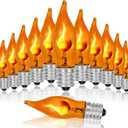 Flicker Flame Light Bulbs, Orange Flame Replacement Bulbs E12 Candelabra Base Light Bulbs for Electric Window Candles Halloween Indoor Outdoor String Lights, 1 Watt, 120 Volt(12 Pack)