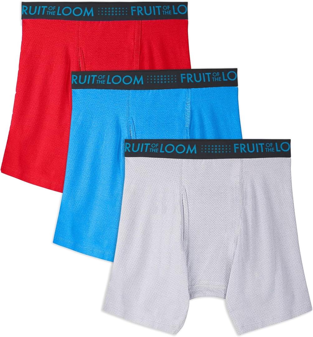 Fruit of the Loom Men's Breathable Boxer Briefs, Moisture Wicking Underwear, Assorted Color Multipacks (Medium, Cotton Mesh - Colors May Vary)