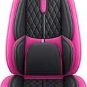 Comfortable Leather Auto Car Seat Covers Front & Rear Seat Protector Fit Sedan SUV 5 Seats Full Set Universal Fit (Black & Rose)