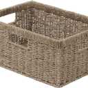 StorageWorks Large Wicker Baskets for Organizing, Seagrass Storage Basket with Built-in Handles for Pantry, Entryway, Living Room, Pack of 1 