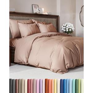 Duvet Cover Queen Size - Extra Soft Queen Size Duvet Cover - Lightweight, Breathable & Cozy - Easy Care & Fade Free with Zipper Closures & Ties - 90" x 90" Inches - (Mauve) Comforter Not Included