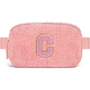 Uygafly Belt Bag with Initials,Fanny Packs Crossbody Bags for Women Girls Kids,Birthday Graduation Gifts for 5 6 7 8 9 10 11 12 13 14 15 16 Year Old Girl,Trendy Cute Purse Stuff - C,Peach