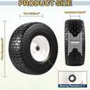 2 PCS 15x6.00-6 Flat Free Lawn Mower Tire and Wheel, 15x6-6 Front Tire Assembly Compatible with John Deere Husqvarna Riding Mowers Lawn Tractors, with 3/4" & 5/8" Bearings, 3" Centered Hub