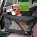 Prpeko Dog Car Seat for Large Dogs,Waterproof Fabric with Breathable Mesh&Adjustable Dog Seat Belt for Car,Dog Bed for Back Seat Up to 40 LB-Medium