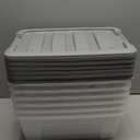 Amazon Basics Plastic Storage Containers with Secure Latching Lids, Stackable Organization Bins, Clear/Grey, 12 Quart, Set of 6