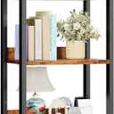 5 Tier Bookshelf with Drawer, Tall Narrow Bookcase with Shelves, Wood and Metal Bookshelves Storage Organizer, Industrial Display Standing Shelf Unit for Bedroom, Living Room, Rustic Brown