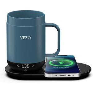 16Oz Temperature Control Smart Mug, Self Heating Coffee Mug LED Display, 180 Min Battery Life - Hot up to 149 Fast Wireless Charger Base Improved Design coffee serving sets mug(16oz, Slate Blue)