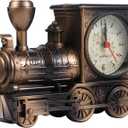 FAVOMOTO Train Clock, Vintage Retro Train Style Alarm Clock Steampunk Decoration Train Model European Style Alarm Clock Table Desk Time Clock Home Office Shelf Decor