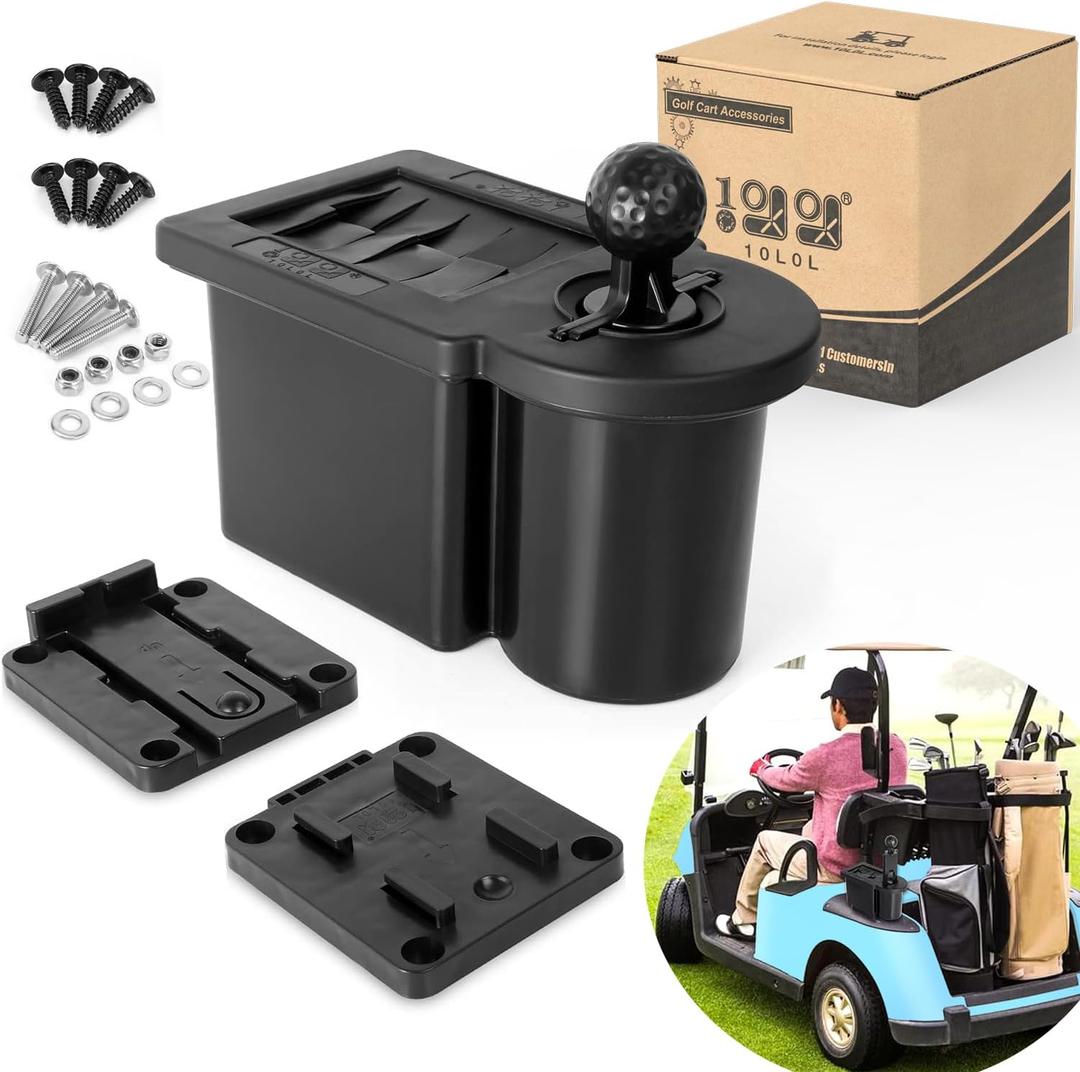10L0L Golf Cart Ball Washer and Club Cleaner Kit, Detachable Golf Club Head and Ball Washer Golf Cleaner for EZGO Club Car Yamaha (Black)