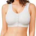 BRABIC Front Closure Compression Full Coverage Bras for Women Post Surgery Everyday (Large, White)