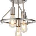 WILON Ceiling Light,Brushed Nickel Semi Flush Mount Light.3-Light Ceiling Light Fixtures Farmhouse Kitchen Light Industrial Hallway Light Fixtures E26 Socket Lamp for Hallway Kitchen Foyer