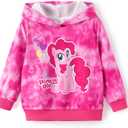 My Little Pony Girls Rainbow Tie-Dye Hoodie Sweatshirt Unicorn Graphic Pullover Tops Casual Clothes for Baby-Toddler Kids (Pink)