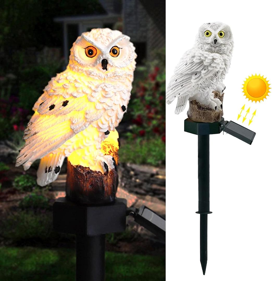 DOUBLE 2 C Solar Garden Light Outdoor, Owl Solar Garden Stake Light, Waterproof Warm White LED Light for Garden, Patio, Yard, Lawn, Walkway Decoration (Owl)
