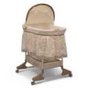 Delta Children Portable Rocking Bassinet for Newborns Bedside Sleeper Crib with Gentle Vibrations, Nightlight, Soothing Music, Adjustable Canopy, Plush Toys, Storage Basket, Baby Essentials