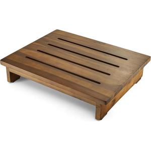 HOLANA 3.5" One Step Stool for Adults - Step Stools for Bed - Indoor/Outdoor - 500 lbs Safety Stepping Stool Bathroom for Handicap, Elderly, Seniors, Kid, Bathtub, High Beds, Kitchen (Walnut)