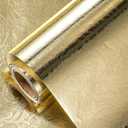 LeZakaa 3D Embossed Floral Foil Gold Wrapping Paper, Vintage Flower Metallic Foil for Birthday Christmas Party Holiday Gift Wrap, for DIY Crafts Scrapbook, Mini Roll 17 inch x 32.8 Ft(Gold)