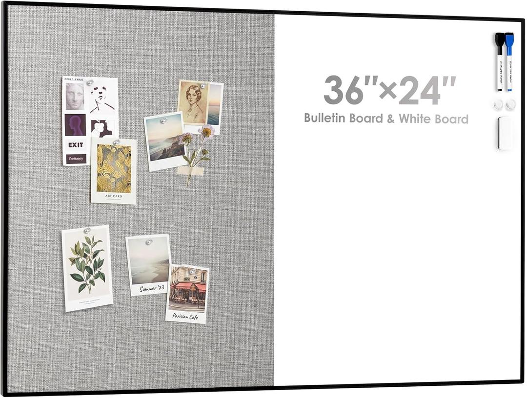 ARCOBIS Cork Board White Board Combo for Wall