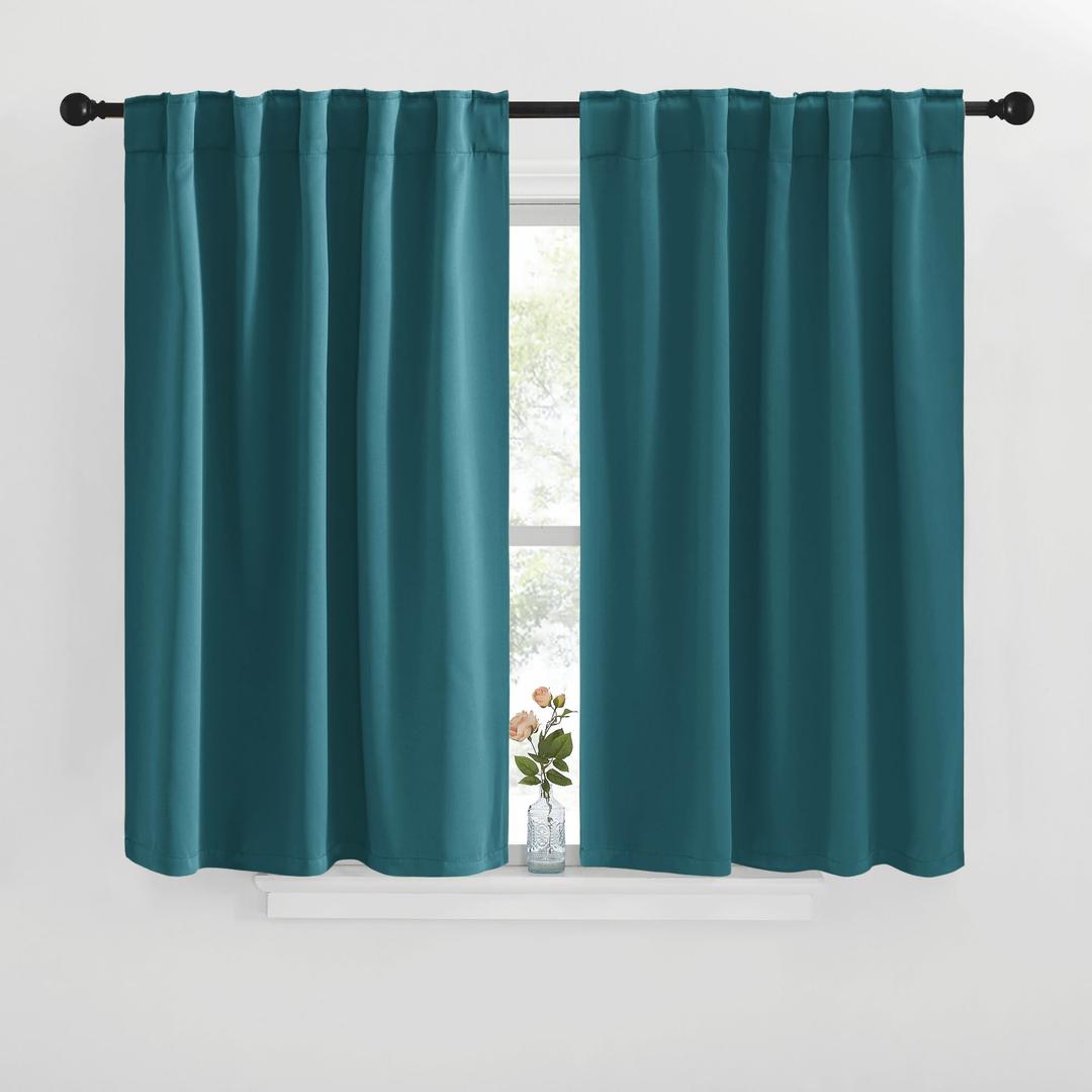 NICETOWN Blackout Curtain Panels Window Draperies - (Sea Teal Color) 34-Inch Wide x72-Inch Long, 2 Pieces, Home Decoration Light & Noise Reducing Window Covering Room Darkening Drapes for Bedroom