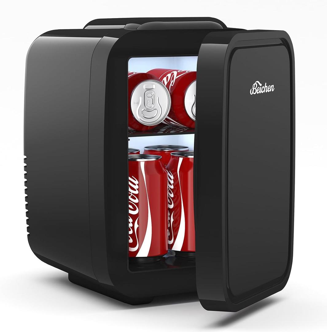 BEICHEN Mini Fridge for Bedroom, Office & Car, 4L/6 Can Portable Refrigerator Small Compact Refrigerator for Food, Drinks, Skincare