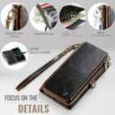 Defencase Compatible with iPhone 13 Pro Max Case Wallet with RFID Blocking Card Holder for Women Men, PU Leather Magnetic Snap Flip Zipper Strap Wallet Phone Case Fit for iPhone 13 Pro Max 6.7, Coffee