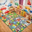 Car Rug for Kids Playroom - Road Rug for Boys Room Kids Play Mat with Road Tracks Car Play Mat, 2.5x4 Feet (Ljj-67)