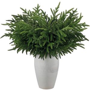 HIKISS 12 Pcs 24 Inch Realism Artisan-Crafted Norfolk Pine Branch - Artificial Christmas Greenery Stems with Lifelike Color Faux Cedar Pine Picks for Garland Wreaths Vases & DIY Indoor/Outdoor Dcor