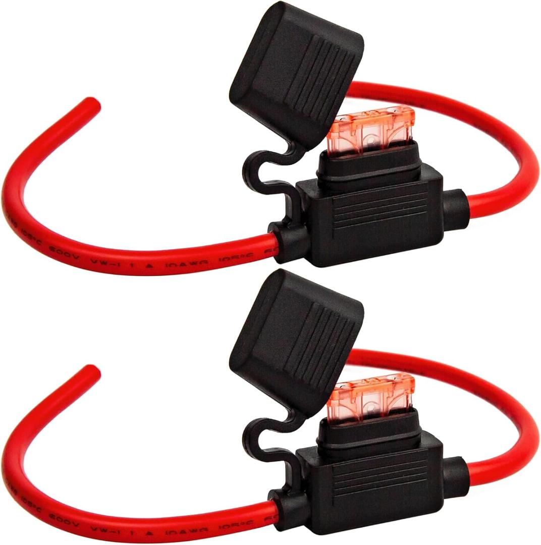 1 PCS 10 AWG Inline Fuse Holder with 40A Standard Fuse Waterproof, Heavy-Duty 10 Gauge for Car Audio, Marine & Automotive Applications High Current Protection (10AWG)