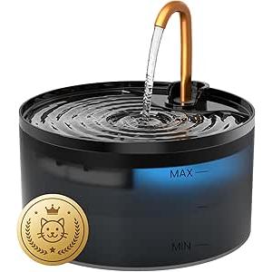 Cat Water Fountain, 71oz/2.1L Cat Fountain for Drinking with Copper Faucet, MISFANS-Designed Pump & Filter, Plastic Automatic Pet Water Fountain Bowl & Dispenser