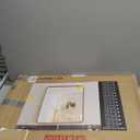 LOAAO 24X32 Inch Bathroom Mirror with Wood Grain Colored Metal Frame, Rounded Rectangle Metal Framed Bathroom Mirror, Anti-Rust, Hangs Horizontally or Vertically