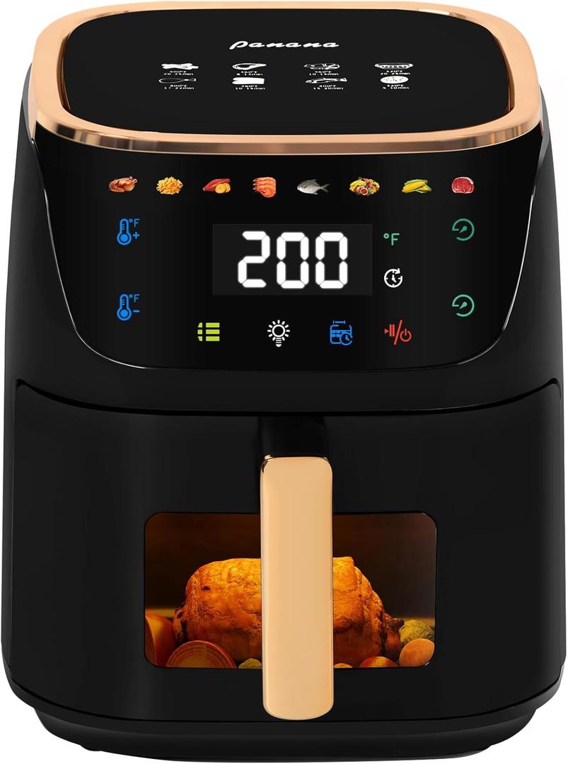 Panana 8QT Large Air Fryer Compact, 8 Preset Menus Airfryer, One-Touch Digital Control Presets, Touchscreen Display, Dishwasher Safe, Nonstick, Fit for Family (Black) Panana 8QT Large Air Fryer Compact, 8 Preset Menus Airfryer, One-Touch Digital Control Presets, Touchscreen Display, Dishwasher Safe, Nonstick, Fit for Family (Black)