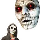 Bulex Demon Killer Mask Red LED Lighted Eyes Cosplay Creepy Scary Halloween Horror Mask Masquerade Costume Party