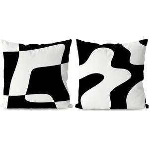 KEUSPI Black and White Throw Pillow Cover 24x24 Modern Abstract Neutral Art Pillow Cover Set of 2, Black White Abstarct Pillow Case Decor for Home Living Room Couch