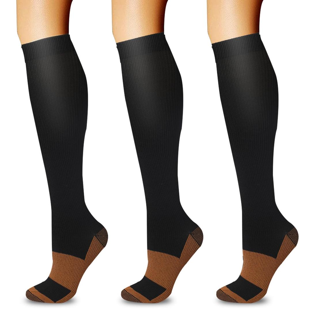 20-30mmHg Graduated Compression Socks for Men & Women 3 Pairs, Calf Length, Medical Grade Circulation Support for Running, Travel, Nurse, Pregnancy S/M (Fits Calf 9-15")