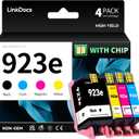 LinkDocs 923e Ink Cartridges Combo Pack (with Chip) Remanufactured Replacement for HP 923xl 923 e Work with OfficeJet Pro 8120 8123 8130 8133 Printer, (Black, Cyan, Magenta, Yellow, 4-Pack)