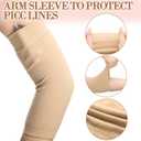 6 Pcs PICC Line Sleeve Cover PICC Line Shower Cover Fashionable Breathable Upper Arm Sleeves for Women Men (Light Neutral Color,Large) (Beige, L)