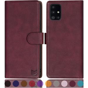 SUANPOT for Samsung Galaxy A71 5G (Non 4G Version) Leather Wallet case with RFID Credit Card Holder Flip Folio Book Phone case Cover for Samsung A71 case Wallet for Men Women Shockproof Wine Red