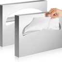 Hushee 2 Pcs Stainless Steel Toilet seat Cover Dispenser Toilet Seat Cover Holder Wall Mounted Commercial for Bathroom (Silver)
