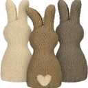 Wenqik 3 Pcs Easter Bunny Shaped Pillows Decorative Rabbit Throw Pillows Bunny Stuffed Animals for Spring Home Bedroom Living Room Sofa Couch Decor (Beige) 