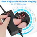 3V-12V 3A 36W Power Supply Adjustable DC 3V 5V 6V 9V 12V Variable Universal AC/DC Adapter with LED Display, 100V-240V AC to 3V-12V DC Converter 3000mA Max with 5.5x2.1/2.5mm Female to Alligator Clip