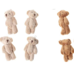 6Pcs 6CM Plush Small Joint Teddy Bear Bulk Stuffed Animal Toys Wedding Gift Box Doll Toy for Birthday Cake Wedding Decorations Party Favors Supplies Bag DIY Accessory,White&Beige&Brown