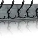 Coat Rack Wall Mount - Wooden Wall Coat Rack with 8 Tri Metal Hooks for Hanging Coats, Backpacks and etc. 28 Inch Coat Hooks Wall Mounted for Mudroom Farmhouse Entryway Black-Blue