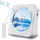 CD Player Portable Bluetooth 5.1 Desktop CD Player with HiFi Sound Speakers, Remote Control, Dust Cover, LED Display, Boombox FM Radio, USB/ AUX for Home, Kids (White)