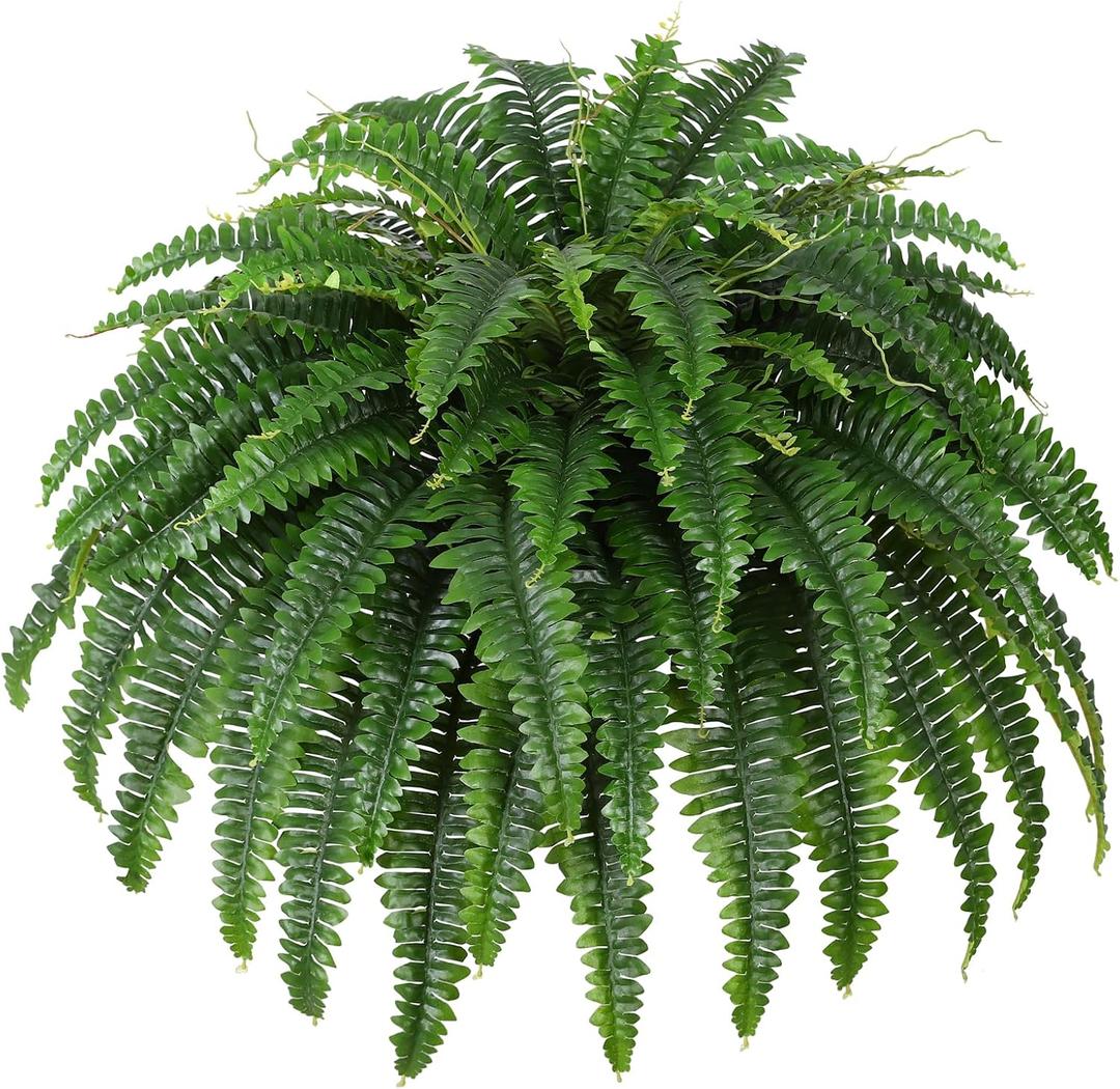 Dkaltm Single Silky Artificial Boston Fern Bush, 43Inch Large Artificial Ferns for Outdoors, Large Faux Ferns Artificial Plants,Suitable for Decorating Office, Living Room Faux Greenery,69Branches