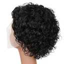6" Pixie Cut Wig Human Hair, Short Curly 131 Lace Front Human Hair Wigs for Black Women, Natural Black Color Layered Breathable Pixie Wig