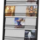 Kroey Floor Magazine Rack Brochure Display Stand For Offices And Public Reception Area, Literature Rack With 4 Universal Wheels (70" × 27" × 13.8")