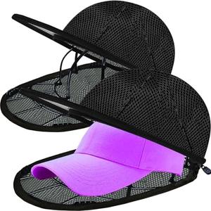 MCHKJ Hat Washer Cage for Baseball Caps for Washing Machine or Dishwasher, Baseball Caps with Mesh Bags, Hat Cleaner/Cleaning Protector Cage (2 Pack Black)