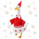 Christmas Women Elf Costume Goose Outfit Porch Goose Clothes for 23'' Cement Statue Cute Costume Outdoor Lawn Yard Patio Decor