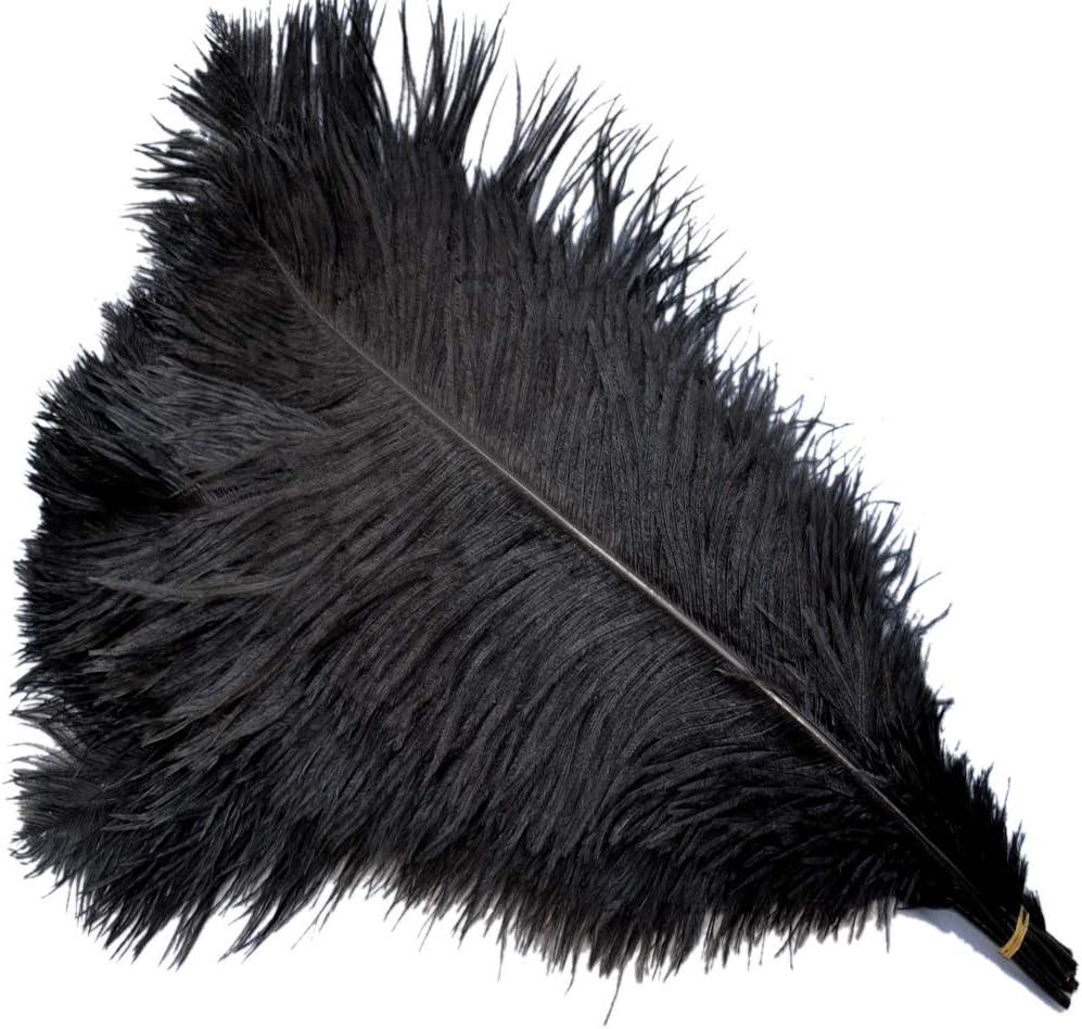 Sowder 5pcs Ostrich Feathers 16-18inch(40-45cm) Home Wedding Decoration(Black)